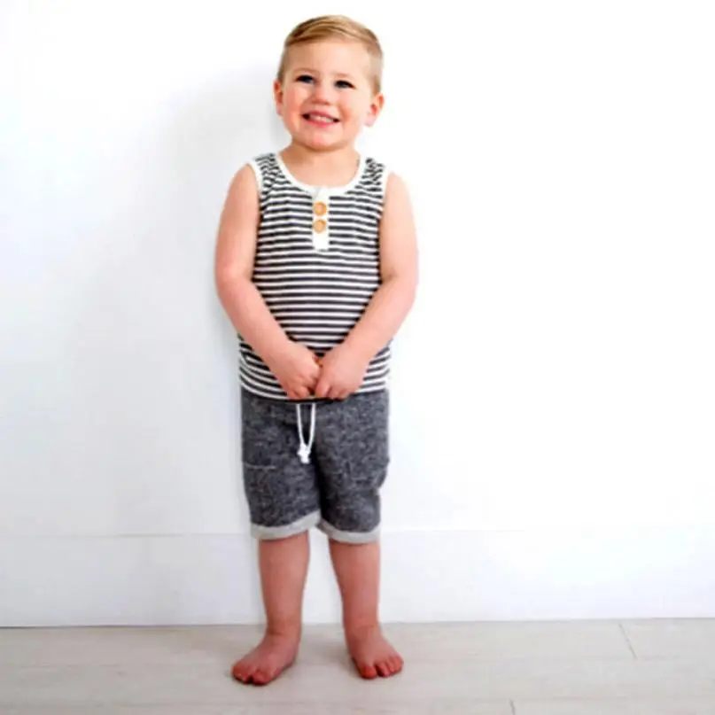Summer baby boy clothes Newborn Infant Baby Boy Stripe T shirt Tops Shorts Pants Outfit Clothes Set roupas infantis menino 6-24M |