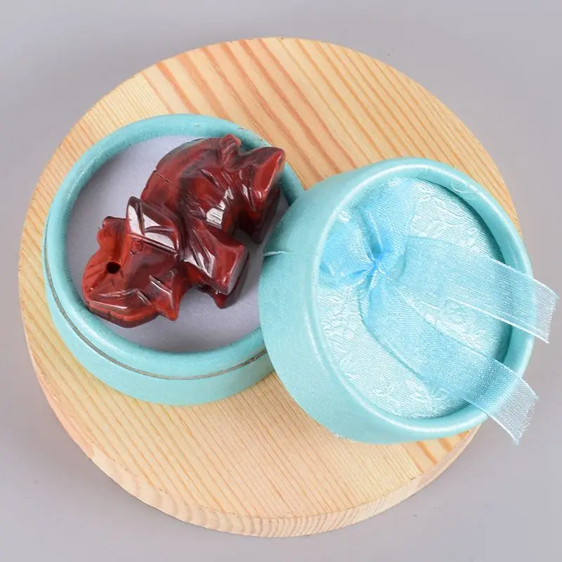 Red jasper Ручной резной камень фигурки слонов натуральный кварц агат нефрит мини статуя животного Подарочная коробка 1," ремесло Домашний Декор Исцеление Кристалл - Цвет: Red jasper