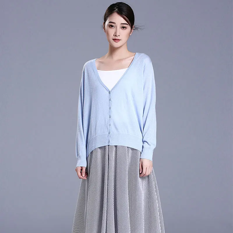 100% кашемир вязаный большой v-образный вырез однобортный свободный Женский