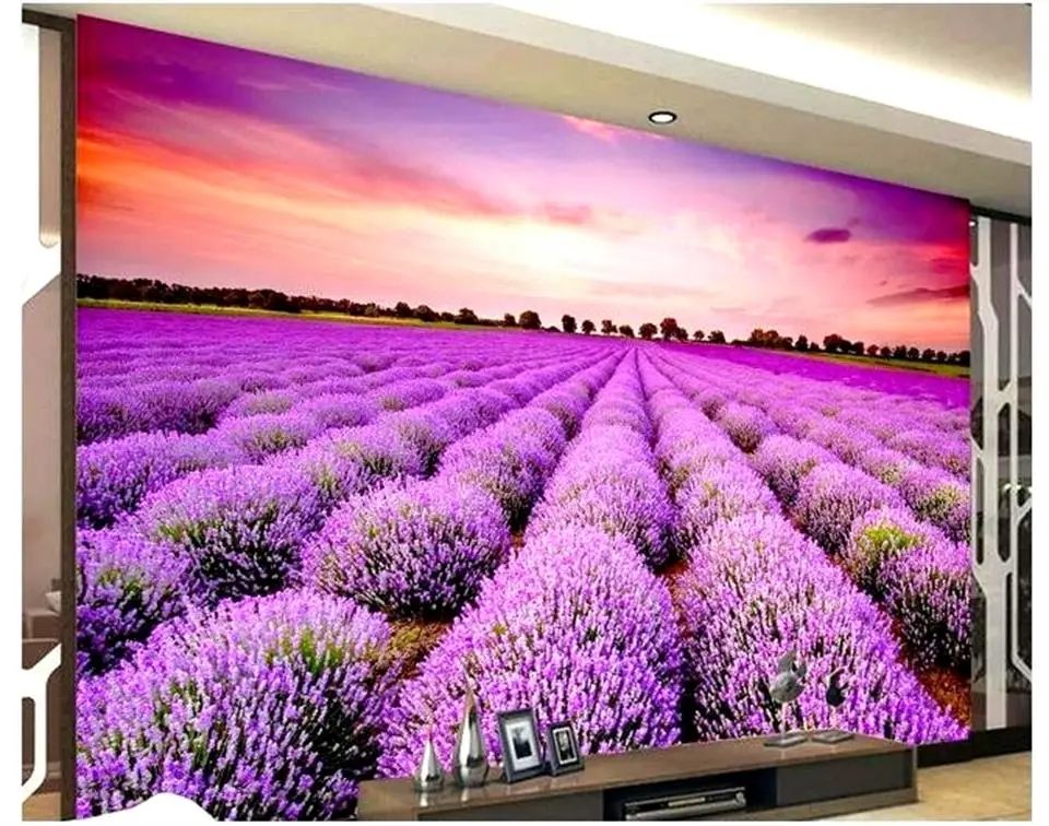 

3d обои, фотообои на заказ, Настенные обои для гостиной, лаванда, цветок, пейзаж, живопись, фоновые Настенные обои для стен 3 d