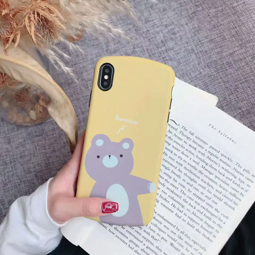 Мультяшный изогнутый дизайн милый розовый кролик коричневый медведь чехол для