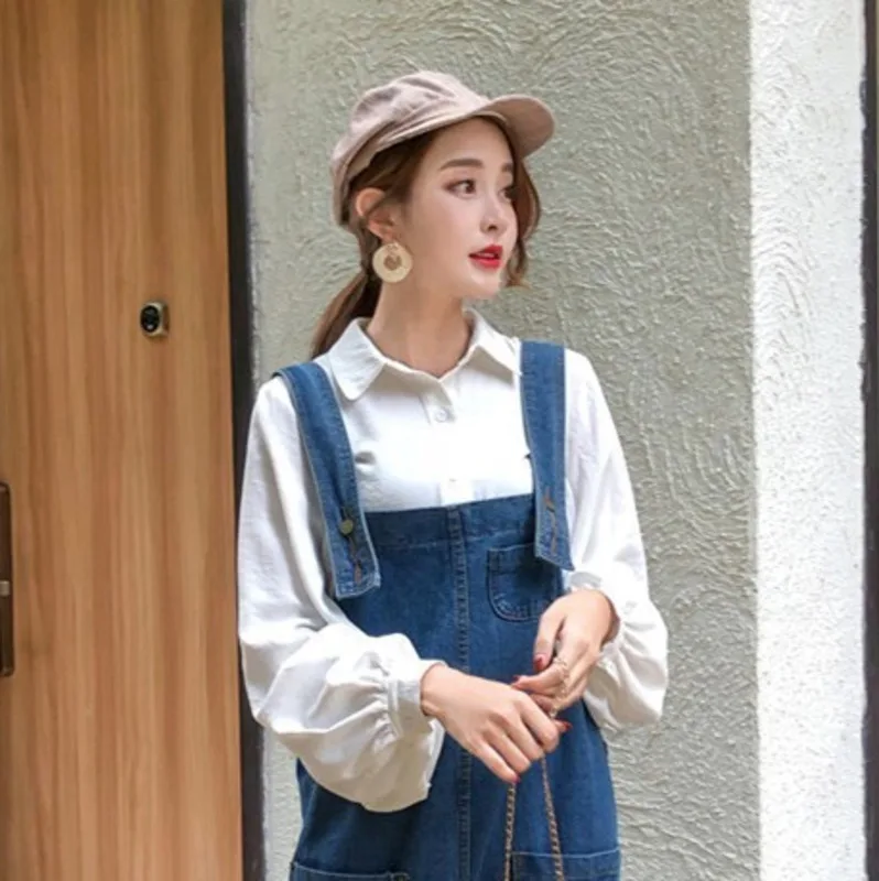 Одежда для беременных женщин 2019 свободные джинсовые лямки брюки широкие девять