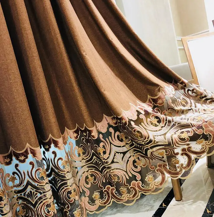 1pc curtain Китайский классический Королевский шениль бархат вышитые шторы тюль гостиная спальня окна отвесные роскошные шторы кухня - Цвет: 1pc curtain
