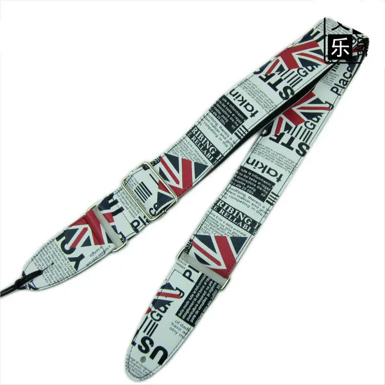 Металлический регулируемый кожаный ремень для гитары в газетном стиле с