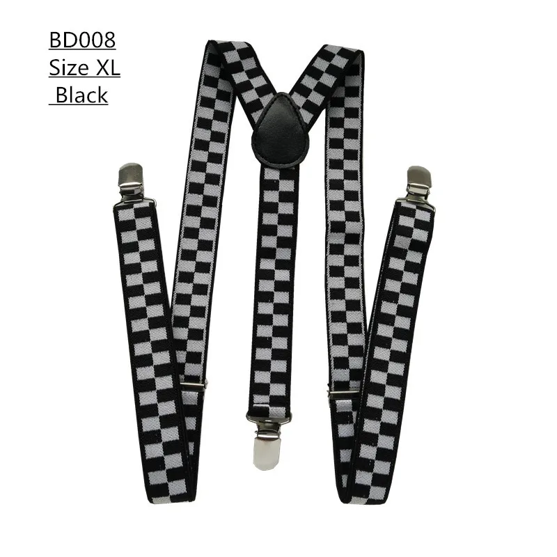 

BD008-Trendy Women suspenders 3 clips-on adjustable elastic straps Male Vintage Casual Plaid Suspender