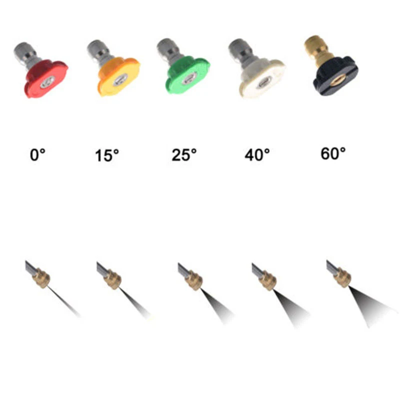 Durable 5 pcs/set High Pressure Washer Spray Nozzle Tips Variety Degrees 1/4 Stainless Steel 4000 Psi Quick Connect Tip | Инструменты