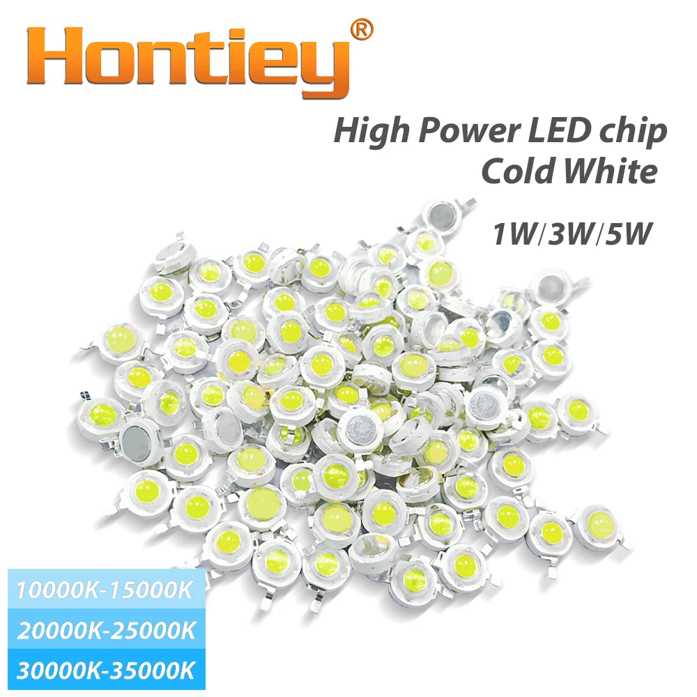 Hontiey High Power LED Cool Cold White Light 1W 3W 5W 10000K 20000K 30000K Integrated Bulb Chip Matrix Brightness DIY | Лампы и