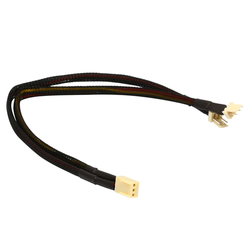 Black Net Jacket Sleeved 12 Inch Molex TX3 3 Pin Case Cooling Fan Splitter Hub Power Adapter Cable Cord, ATX PSU 12V/5V image 3