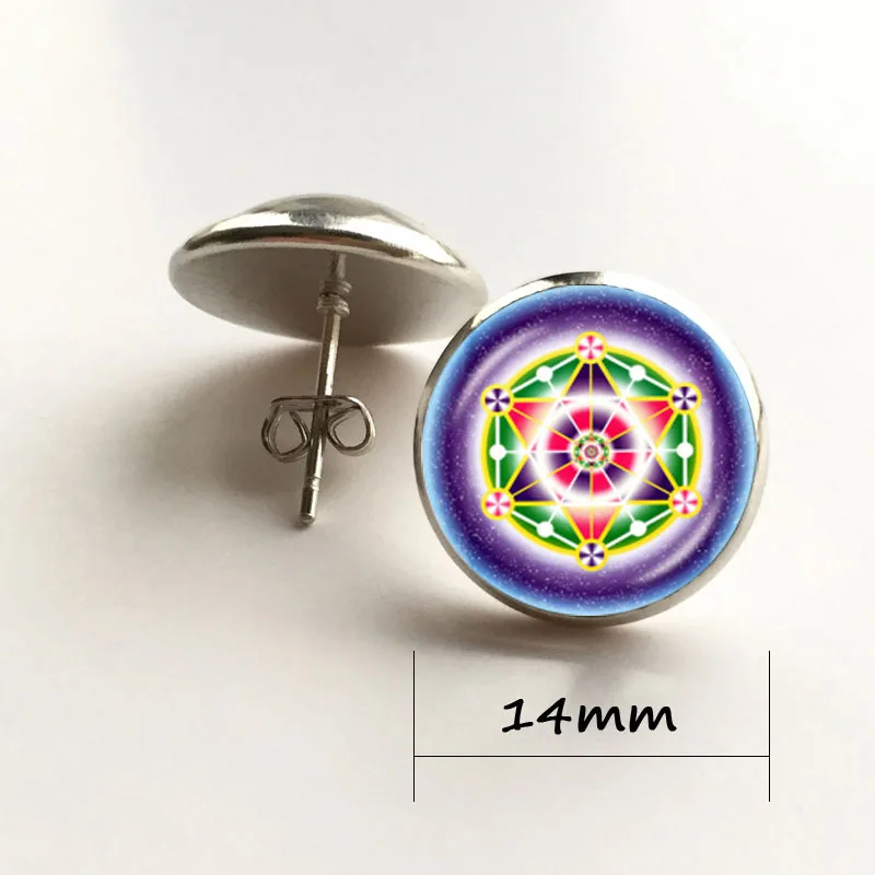 Комплект чакр от om сережки-гвоздики символ йоги ювелирные изделия буддийские