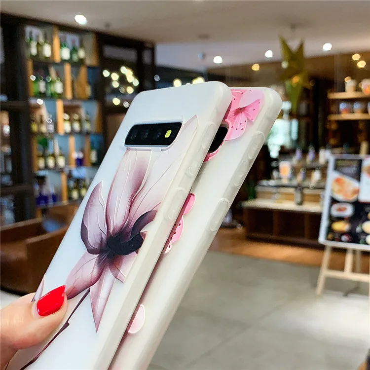 Для Samsung Galaxy A10S A20S A20 A20E A30 A40 A50 A60 A70 A10 M40 S10 Plus S10E E 3D Рельефный цветочный силиконовый