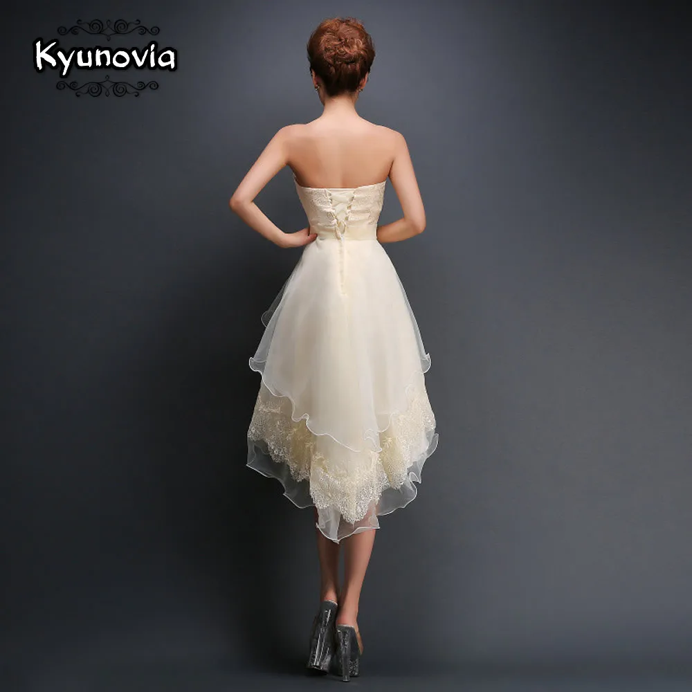 Kyunovia Короткие платье для выпускного вечера Красный Шампанское рукавов вечернее