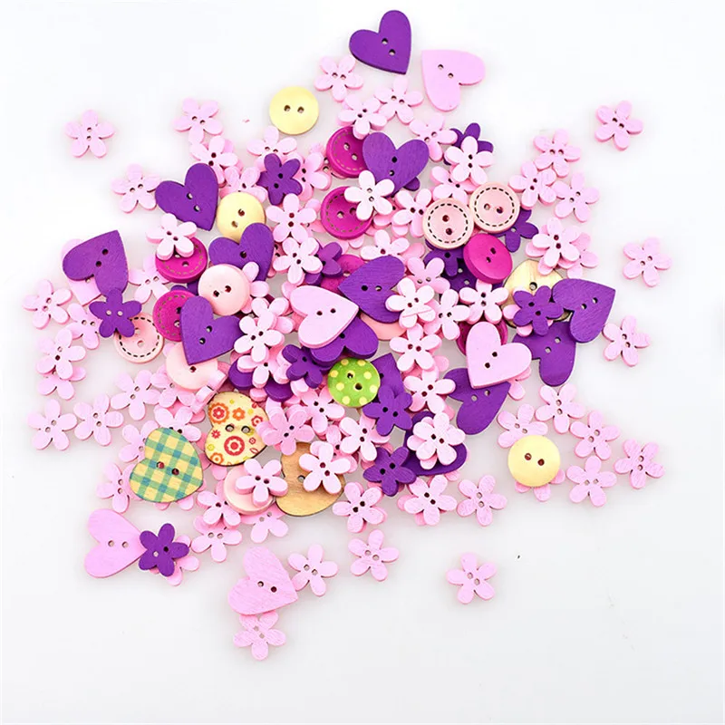 100 шт. декоративные деревянные пуговицы с двумя отверстиями|Пуговицы| |