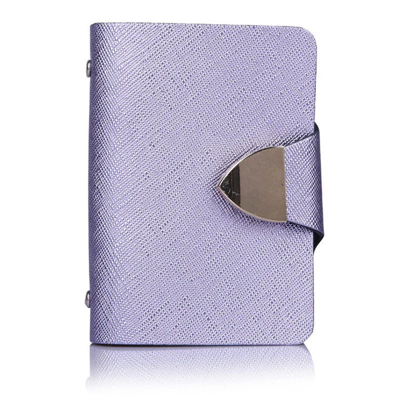 LightPurple Новинка, модные унисекс держатели для кредитных карт, натуральная кожа, много слотов для карт из ПВХ, металлическая застежка, визитница, ID Держатели, коровья кожа - Цвет: LightPurple