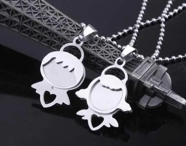 Free shipping!!!316L Stainless Steel Couple Pendant 2014 Fashion Character for couple &amp with rhinestone oril color 21x35mm | Украшения и