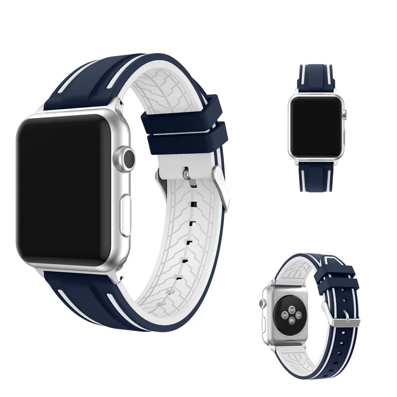 Мягкий силиконовый спортивный ремешок для Apple Watch band 44 мм 40 42 38 Series 5/4/3/2/1 браслет на