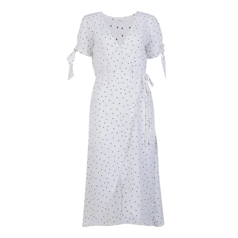 Женское пляжное платье Boho белое с коротким рукавом и треугольным вырезом|Женские