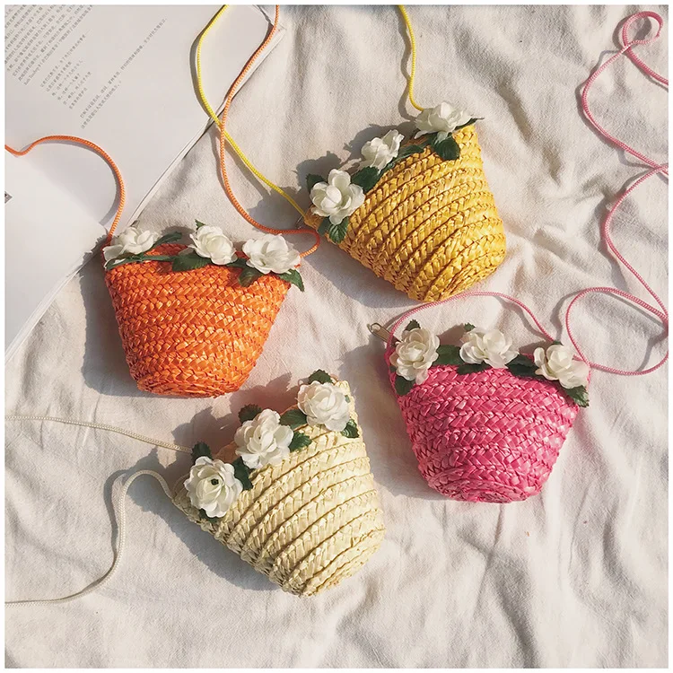 2019 девочка плюшевая Сумка Пляжная цветок соломенная сумка мини через плечо Лето