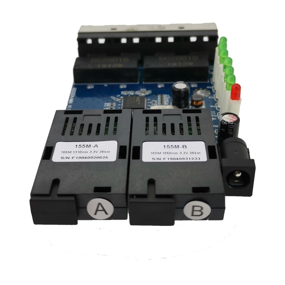 Коммутатор Ethernet Fast Erhetnet 6 шт. 2F4E 10/100 м 2 волоконных порта SC 25 км 4 UTP RJ45 волоконно