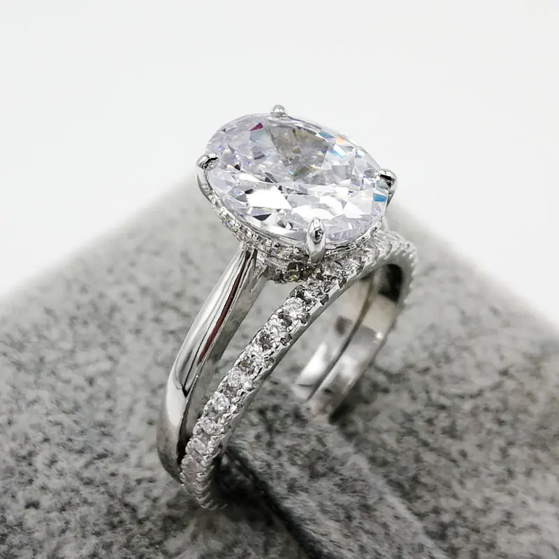 COLORFISH овальная огранка 4 карат SONA обручальное кольцо набор Твердые 925 серебряный