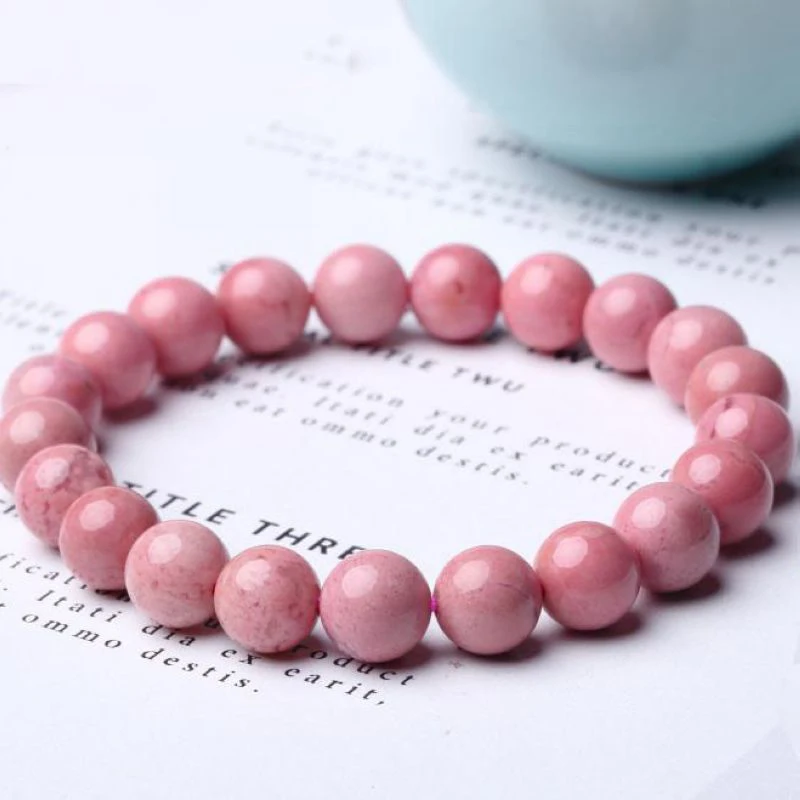 Оптовая продажа браслеты из розового натурального камня браслет с круглыми