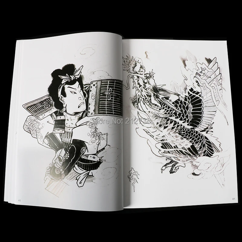 Книга татуировки Рукопись традиционный Рисунок дракона и тигра кальмар для алмазной вышивки руки спрей