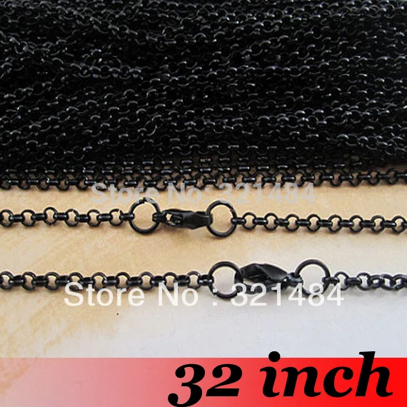 

Gunmetal Black 100pcs 3mm 32inch Rolo Chain Necklace Jewelry Findings Accessories