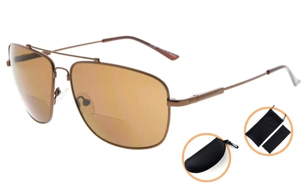 SG1801 Eyekepper памяти двухфокусные солнцезащитные очки гибкие Титан солнцезащитные очки для чтения - Цвет оправы: BrownLens