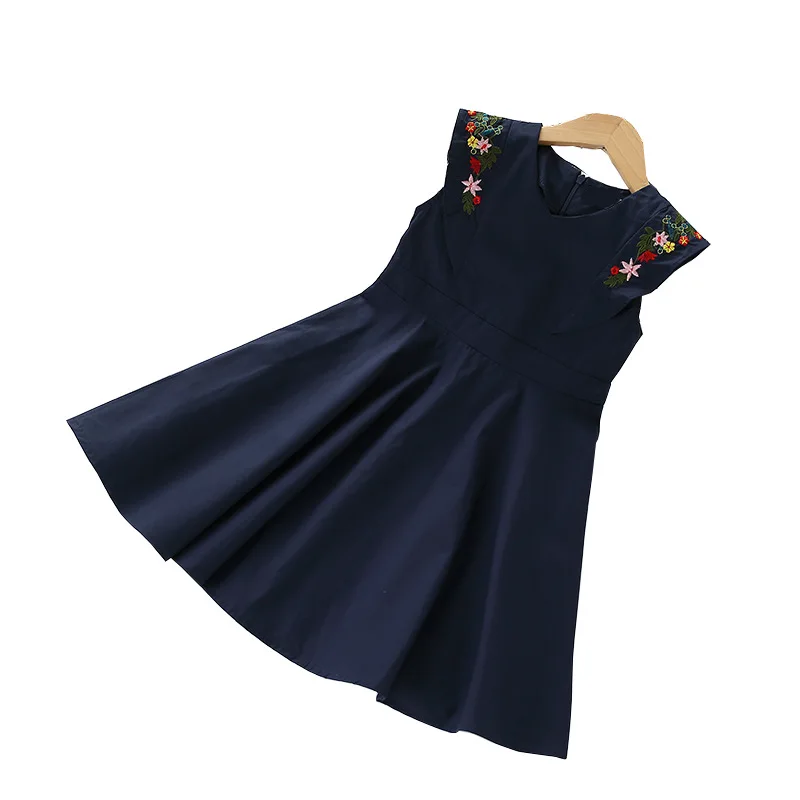 Girls Embroidered Dress Cute for Summer Sleeveless Cotton Little Girl 5 6 7 8 9 10 11 12 years kids dress | Детская одежда и обувь
