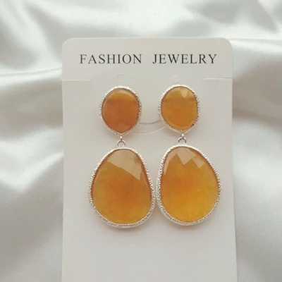 Style 4 Геометрические каменные серьги с серебряной золотой рамой Модные женские эффектные Винтажные серьги-кольца, модные ювелирные украшения Pendientes Oorbelle - Окраска металла: Style 4