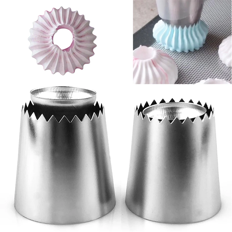 

VOGVIGO 2 Size Nozzle Stainless Steel Dessert Cake Decorating Tips Kitchen Accessories DIY Cookie Bis Icing Cream Pastry Tool