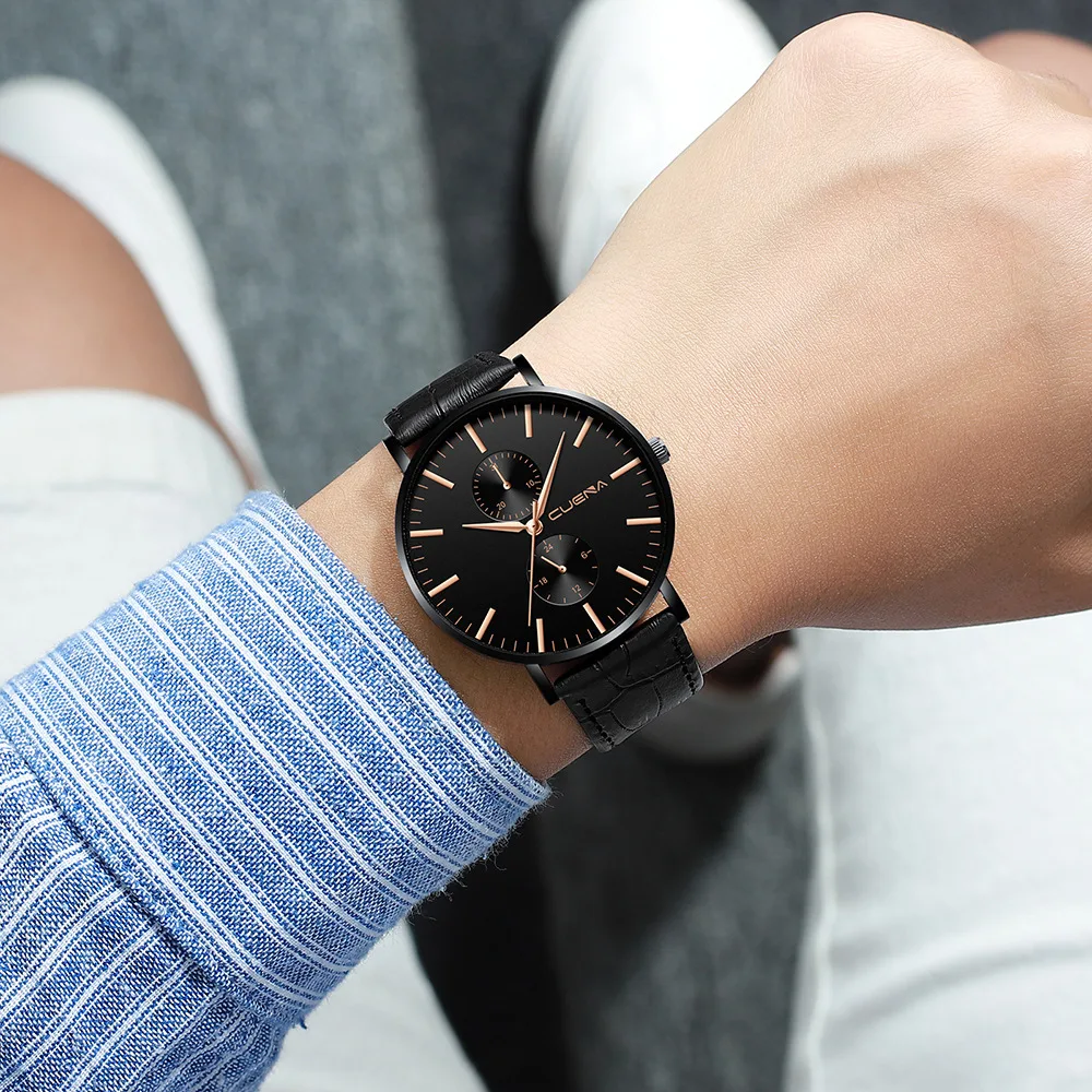 2019 кожаные мужские часы ультра-тонкие модные брендовые простые деловые