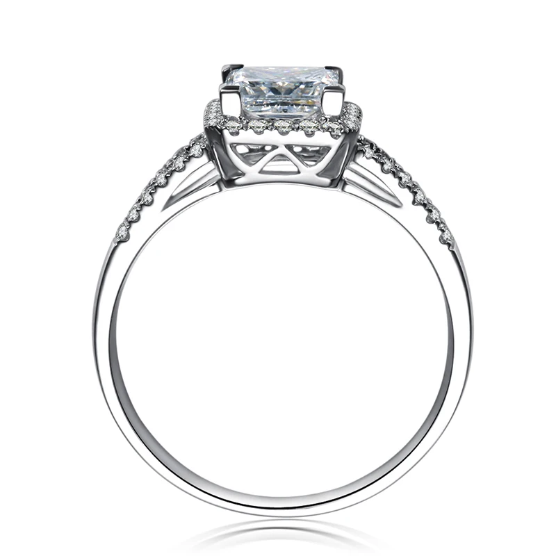 ZOCAI HALO SPLIT SHANK REAL 1.3 CT CERTIFIED D-E / VS DIAMOND ENGAGEMENT RING PRINCESS CUT 18K WHITE GOLD W03185 | Украшения и