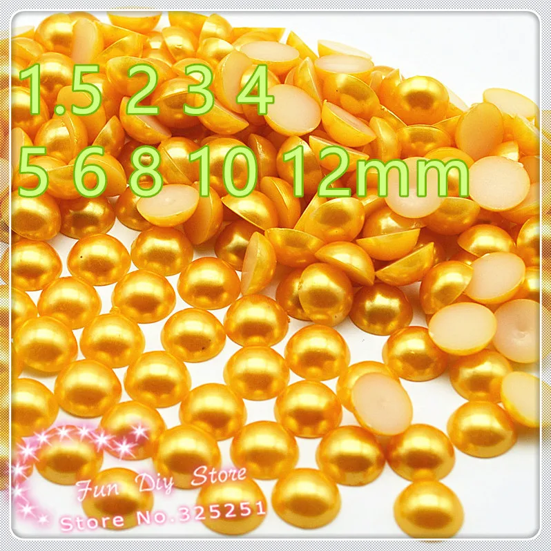 

orange 1.5 2 3 4 5 6 8 10 12mm all size flat back cabochon pearl