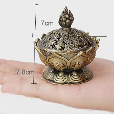 Small antique bronze ERMAKOVA Цветок Лотоса Китайский Будда сплав металлическая горелка для благовоний держатель благовоний ручной работы чаша-курильница буддистское украшение дома - Цвет: Small antique bronze
