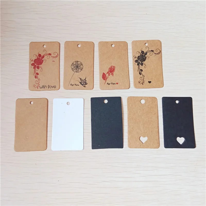 

Kraft Paper Especially For You Hang Tags Dandelion Rose Pattern Retro Hang Labels Tag Various Styles Love 5x3cm 100Pcs/Lot