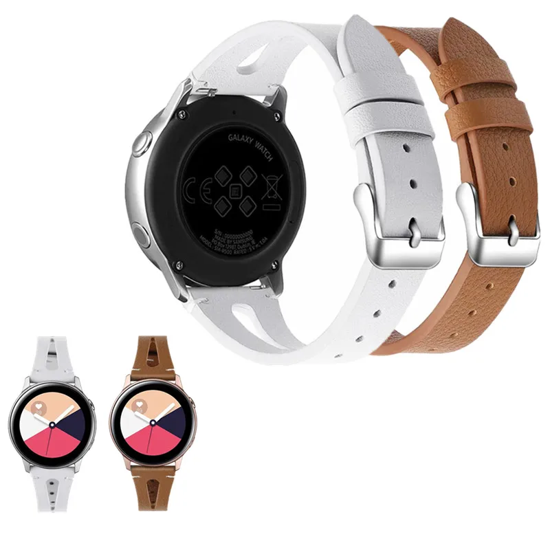 Ремешок из натуральной кожи для Samsung Gear S2 S3 Galaxy Watch Active 42 мм 46 20 22 браслет наручных
