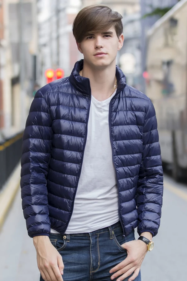 Snowka Winter Jacket Men Famous Brand-clothing 2017 Down Parka Stand Collar Ultra-light men Casual blue color Coat | Мужская одежда