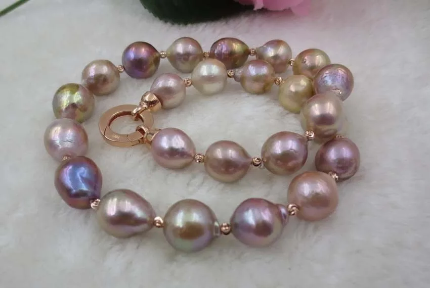 Великолепное Радужное фиолетовое ожерелье Касуми с жемчугом 11 14 мм|Ожерелья| |