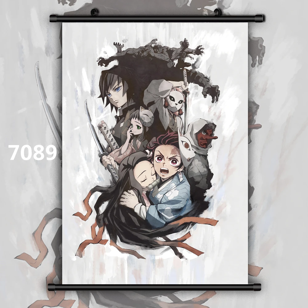 7089 Убийца демона: Kimetsu no Yaiba Tanjirou Nezuko Аниме Манга настенный плакат свиток - Цвет: 7089