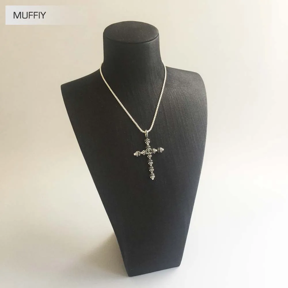 Подвеска в виде креста с черным черепом модные украшения для мужчин и женщин