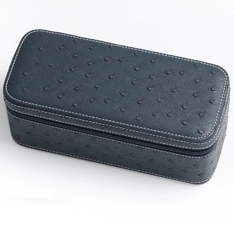 New 2/4 Slots Leather Watch Box With Zipper Ostrich Skin Watch Collection Box Quality Box Watch Organizer