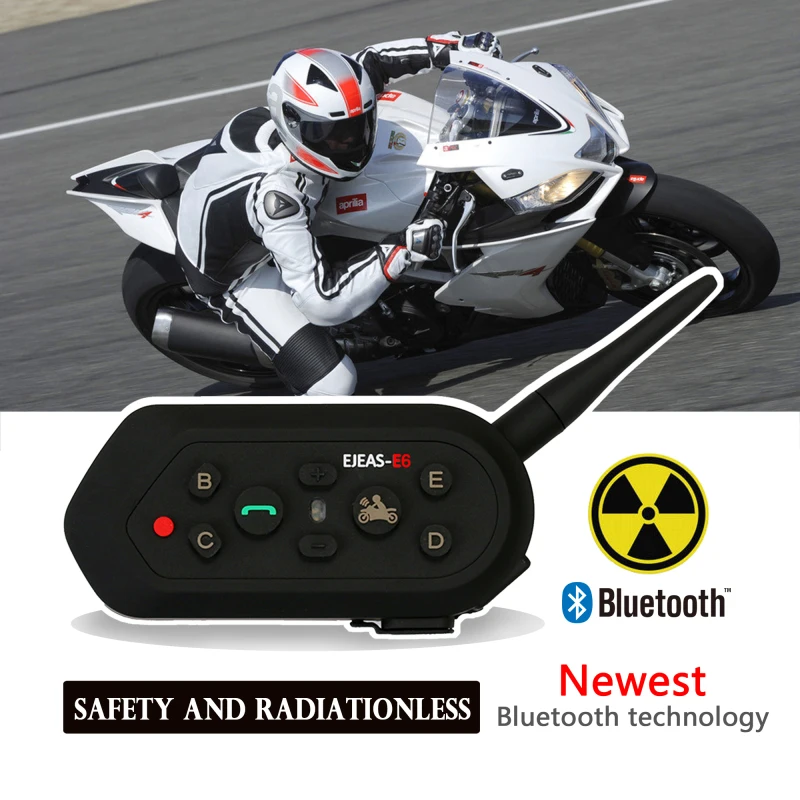 EJEAS E6 Bluetooth мотоциклетный шлем гарнитура VOX AUX музыка gps связь для 6 человек