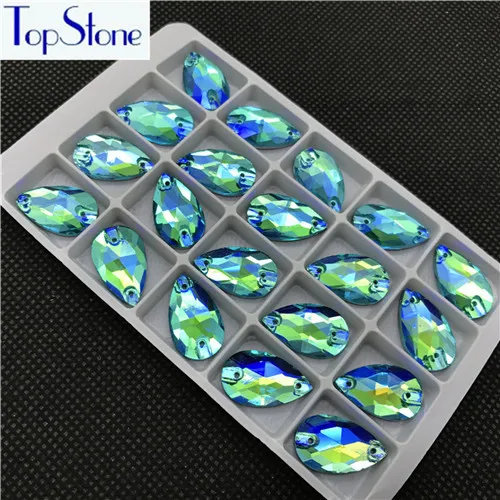 Aquamarine AB TopStone, много цветов, хрустальные стразы для шитья, пришивные камни, стекло для платьев, ювелирных изделий - Цвет: Aquamarine AB