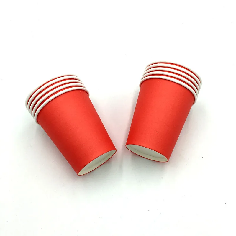 10 шт./лот красный сплошной цвет печати на бумажных стаканчиках Детские вечерние