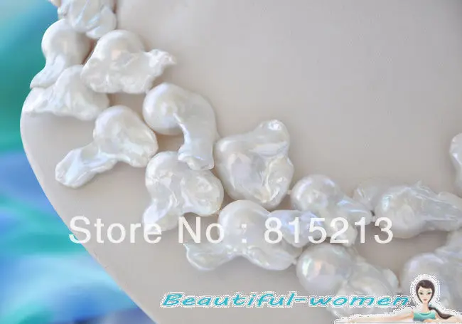 ddh001185 BIG 2row WHITE KESHI BAROQUE REBORN PEARL NECKLACE | Украшения и аксессуары