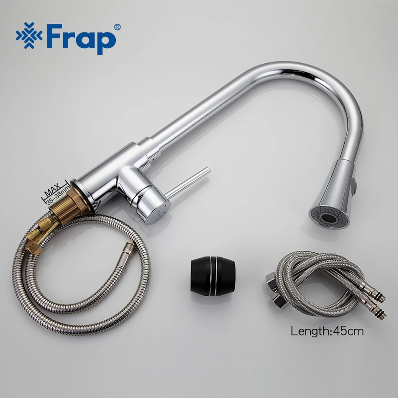 

New Frap brass Pull Out chrome Kitchen sink Faucet cold and hot water Mixer Tap Swivel Spout single handle crane torneira F6052