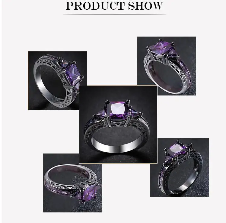 Классические полые ювелирные изделия обручальное кольцо с фиолетовым фианитом