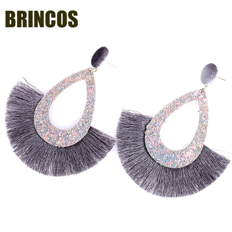 27 Earrings for women Neon green Tassel boho gold korean indian jewelry statement drop handmade oversize bohemia aliexpress - Metal Color: 27