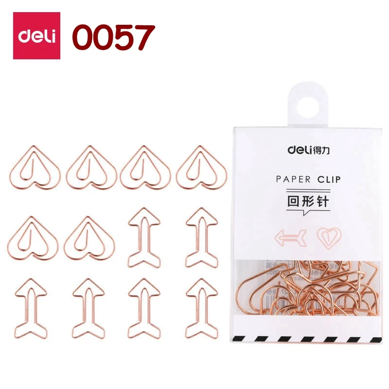 

12PCS/Bag 2018 New style Deli 0055# 0056# 0057# Special design Paper clip color paper clips Caton clips