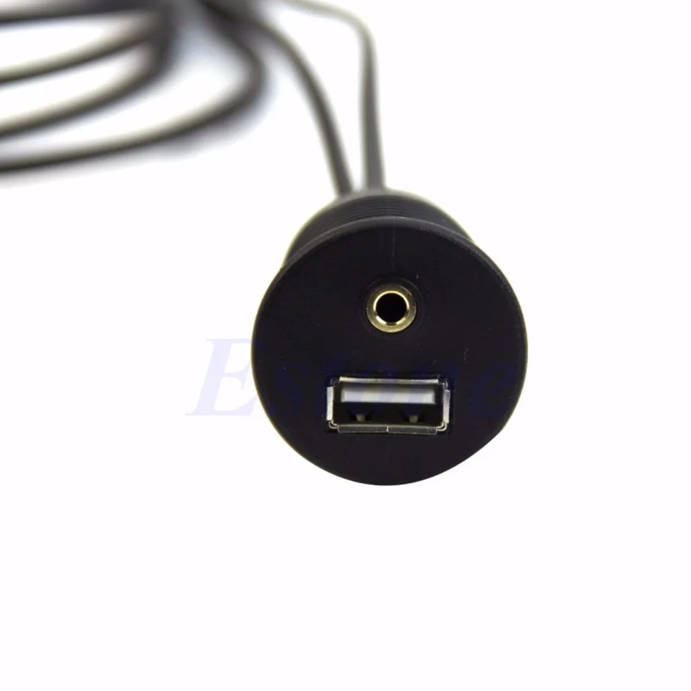 

Car Dashboard Moto Flush Mount Panel USB 2.0 M/F 3.5mm AUX Lead Extension Cable